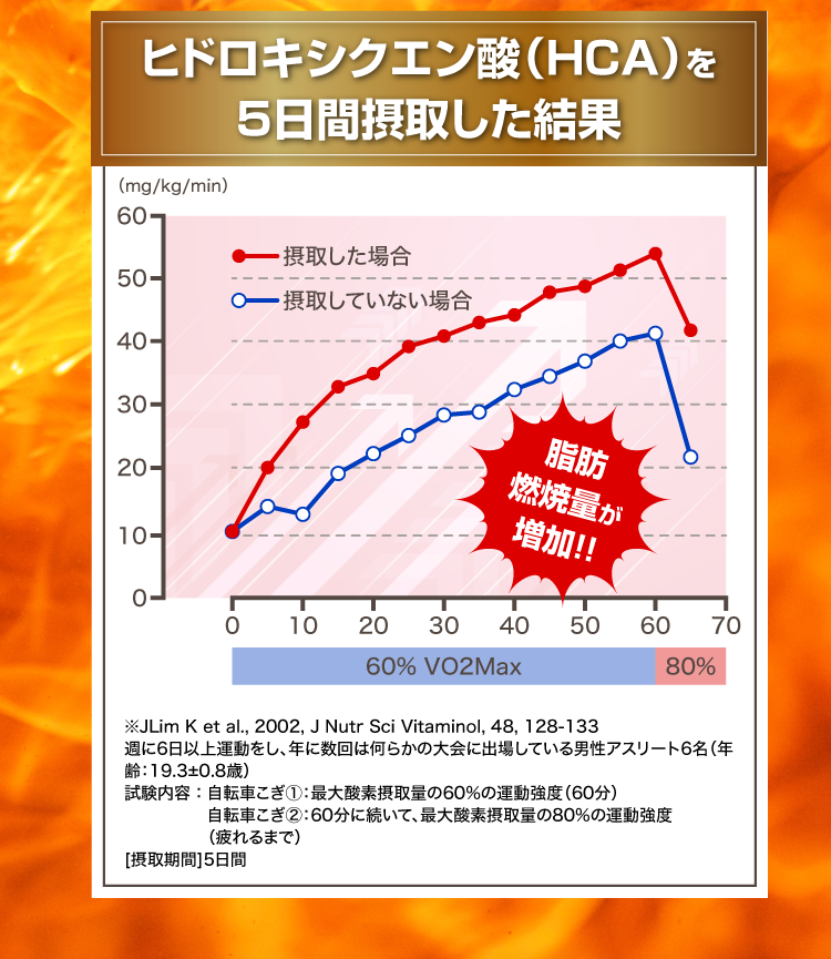 ヒドロキシクエン酸（HCA）を5日間摂取した結果