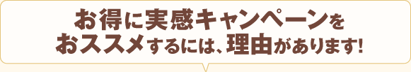 お得に実感キャンペーンをおススメするには、理由があります！