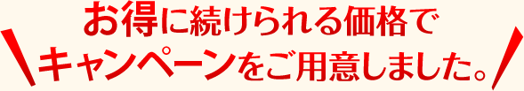 お得に続けられる価格でキャンペーンをご用意しました。