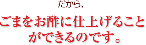 だから、ごまをお酢に仕上げることができるのです。